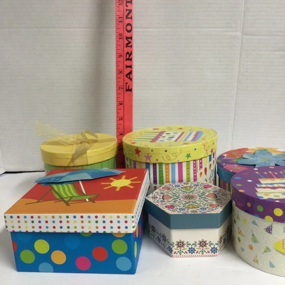 Voila Set of 6 Colorful Gift Boxes, NWOT